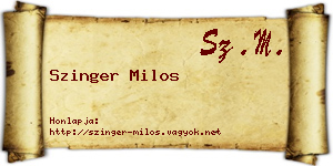 Szinger Milos névjegykártya